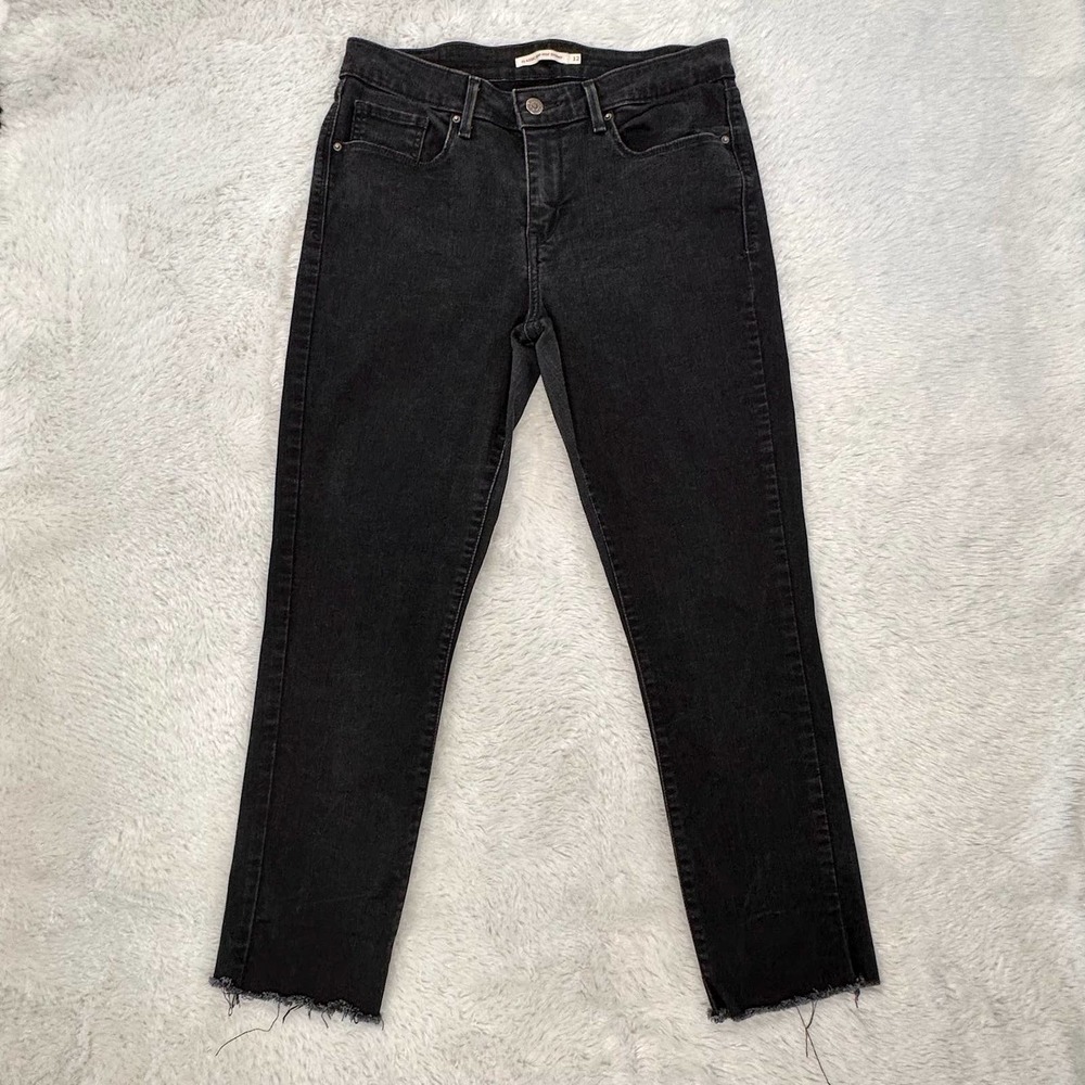 Levis Classic Mid Rise Skinny Crop Denim Jean Womens 12 Black Wash